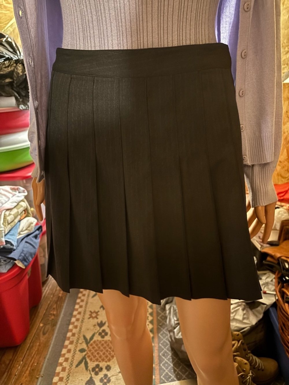 Women's Dark Gray Pleated Skirt - Classic A-Line Size M NWT